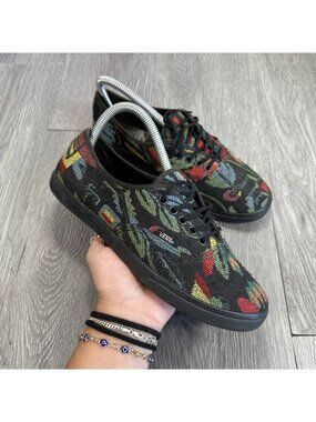 Vans Off the Wall Floral Knitted Low Top Flower Shoes Women Sz 8 TB9C Rare